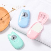 휴대용 일회용 여행용 종이 비누 핸드원시 손세정제 50매, _핑크