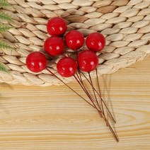50pcs 12mm 미니 인공 꽃 골드 과일 stamens 체리 크리스마스 진주 베리 결혼식 diy 선물 상자 장식 화환, 빨간색