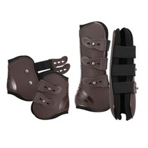 승마용품 승마 안장 말안장 편차 박차 마방굴레 고삐 등자 4 pcs 앞 뒷다리 부츠 말 다리 부츠 말 앞 뒷다리 가드 승마 힘줄 보호 말 호크 중괄호 장비, 갈색 앞 뒷다리