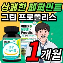 상쾌한 페퍼민트 맛 그린 초록 멀티 프로폴리스 플로폴리스 프로폴리 폴리폴리스 프로플러스 폴라폴리스 플라보노이드 츄어블 액상 연질 캡슐 입 구강 향균 작용 항산화 면역 기능 추천, 1개월 / 60캡슐X1개 + 사은품