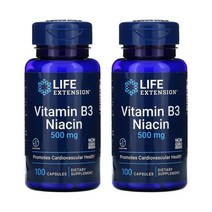 Life Extension 라이프 익스텐션 비타민B3 나이아신 Vitamin B3 Niacin 500mg 100캡슐 2개
