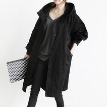 홍공장 (당일출고) 데일리 간절기 봄 가을 야상 후드 점퍼 블랙