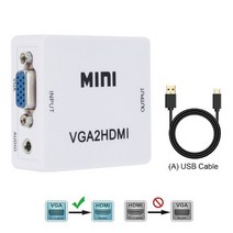 노브랜드티비 캠핑티비 캠핑용 소형 tv wvvmvv mini vga to hdmi-compatible converter vga2hdmi video box audio 1080p, 하얀, vga에서 hdmi로