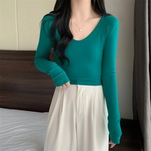 가을 남성 모직 브이넥 숏레깅스 긴팔 티녀