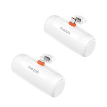모즈온 PD 20W 고속 충전 일체형 미니 5000mAh 보조배터리, 1+1개, C타입+8핀