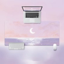 컴퓨터 마우스 패드 ins 북유럽 유화 스타일 대형 잠금 가장자리 문학 풍경 그림 테이블 패드 키보드 패드, 700mm*300mm*2mm, 패턴-8