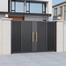 단독주택 대문 조립식 주택대문 슬라이딩 현관문 어닝 방음부스 단열 자동 철문 접이식, 다크그레이