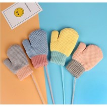 콩지키즈 니트기모장갑 유아 아기 아동 벙어리 니트 배색 기모 겨울 돌 두돌 아가 키즈 장갑 답례품