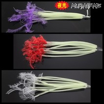 무라사메 갈치채비 아가미실/갈치바늘 2호.3호/장축광튜브 15cm/심해갈치채비, 2호, 핑크-15cm, 레드, 1개