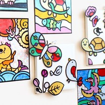 [바이위즈] 포일 호일 아트 가루 스티커 동물 민화 팝 크리스마스 방 꾸미기 돌봄 교실 방과후 미술 수업 발달 학습, 포일아트(부엉이)+스티커선물