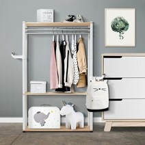 작은방 어린이 아기옷장 스탠드 옷걸이 선반 고정식행거, 모던화이트 80x40x130