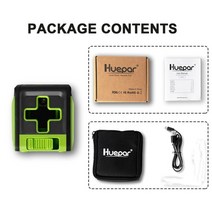 충전 가능한 리튬 이온 배터리가 있는 huepar 녹색 빔 크로스 라인 레이저 레벨 펄스 모드가 있는 2 라인 셀프 레벨링 레이저 도구, 브라켓 없이