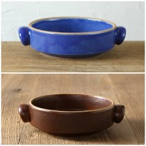 이천도자기 담소 손잡이 일자 찬기 4호 13cm 도자기 반찬 그릇 식기, 블루