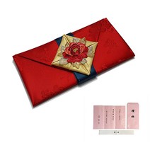 지극정성 모란 현금예단보 예단봉투, 홍색(신부님이 신랑 댁으로)