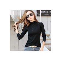 코 튼 티 셔츠 Femme 봄 단추 T 절반 터틀 넥 Tshirt 의류 긴 소매 T-셔츠 스웨터 니트집업 여름 반집업니트 라운드니트