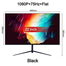 22 인치 75Hz 울트라 좁은 모니터 1920*1080 99% sRGB 디스플레이 PC 데스크탑 게임 화면 패널, 02 Flat Black_05 EU 플러그