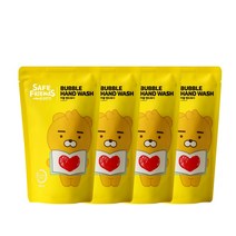 온더바디 항균 99.9% 세이프 버블 핸드워시 리틀라이언 파우더향 리필 400ml, 4개