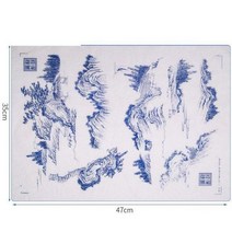 도자기 점토 전송 종이 유약 언더글레이즈 꽃 Jingdezhen 파란색과 흰색 데칼 47x35cm 1 피스, 15