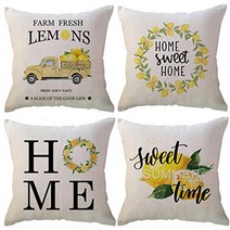 ULOVE LOVE YOURSELF Farm Fresh Lemons Throw Pillow Case Summer Farmhouse Decor Pillow Case Lemon Wre, 1