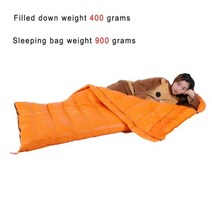 추운 날씨에 적합한 큰 스타일 흰색 구스 다운 부드러운 성인 침낭, 오렌지 900g