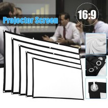 프로젝션 스크린 패브릭 휴대용 반사 접이식 소프트 커튼 60 72 84 100 120 150 인치 169 영화 프로젝터