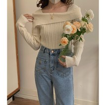 여성 오프숄더 언발 니트 하늘비즈 A11 G636R918