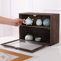 원목 수납장 엔틱 복고풍 그릇장식장 컵 카페 진열장 매장 선반, D