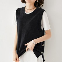 코코라벨라 여성용 라운드넥 니트 조끼 베스트