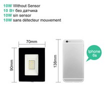 확산판 PIR 모션 센서 LED 투광 IP66 야외 벽 조명 50W, 7.no sensor 10W - Warm White (