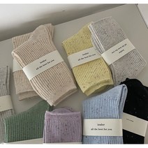 여자 파스텔톤 마카롱 색깔 사계절 중목양말 7묶음 세트