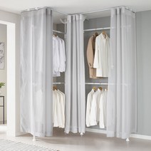 이지온 국민튼튼 커튼 행거 EO-S414 튼튼한 옷걸이 고정식 드레스룸 철제 시스템 코너형 조립식 수납 행거, 그레이