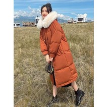 여성 학생 롱패딩 점퍼 겨울 신사복 모피 후드 롱 자켓 파카 따뜻한 코튼 패딩 패션