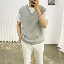 아도르클래식 5컬러 세미 오버핏 램스울 V넥 니트 조끼