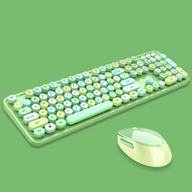 2.4G 무선 키보드 세트 혼합 캔디 컬러 Roud Keycap 및 마우스 빗 노트북 PC 소녀 선물, 02 은, 한개옵션1, 한개옵션2