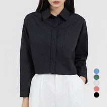 라라콩 여성용 백트임 세미 크롭 루즈핏 셔츠