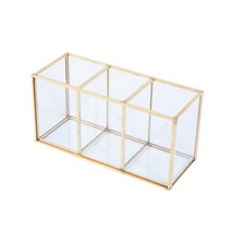 오브민 유리 골드프레임 사각 3칸 화장대 정리함, 혼합색상, 1개