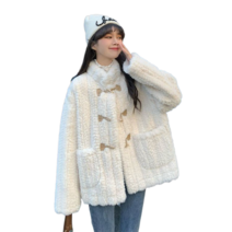 Baocn 여자 램스울 코트 가을 겨울 떡볶이에 도톰한 밍크 외투 23705