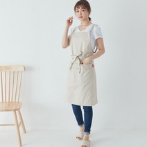 티와이유통 캔버스 바리스타 순면 앞치마, 카키색