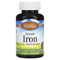 Carlson 츄어블 철분 천연 포도 27mg 60정, 1개