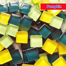 300g/10.58oz (약. 300pcs) 유리 모자이크 타일 1cm/0.39in 사각형 공예 DIY 만들기 재료 0.4mm/0.15in 두께, 300g-10.58oz, Pumpkin