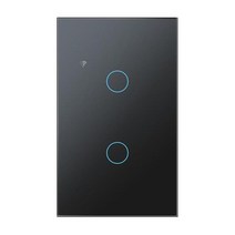 와이파이 스마트 터치 스위치 Tuya 앱 원격 제어 패널 알렉사 구글 홈으로 홈 오토메이션 작동, 06 Black 2 Gang