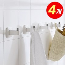 아루아 다용도 걸이 4개 옷 수건 벽 걸이 매직 후크 행거 흡착식 접착식 욕실 수납, 화이트(4P)