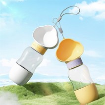 믹스MICS 반려동물 휴대용 물병 사료통 간식통 2in1 2단 3단 아웃도어 산책 용품 강아지 고양이 애견 애묘, L(600ml), 퍼플