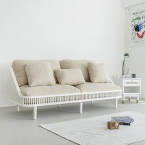 소피아엘렌 멜로우 수입 패브릭 원목 3인용 소파 린넨 화이트, 3인용만