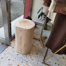 통나무의자 원목 스툴 편백 원형 보조 인테리어 소품, 높이 40 지름 40-44 cm
