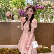 SEYI 여성 핑크원피스 고급 시어서커 원피스