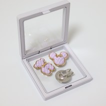 [더블이글] (선물용) 금장 퀼팅 베어 골프 볼마커 2개 + 자석모자클립 세트, 화이트, 바이올렛