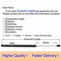 도요타 부품 악세사리 자동 리프트 지원 가스 스프링 댐퍼 4 개 세트 도요타 매트릭스 2003-2008 충전 암, 한개옵션0