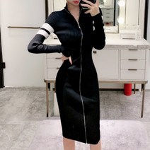 대박난박양 집업 라인 니트 원피스