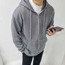 남자 봄 오버핏 골지 니트 후드 집업 점퍼 4컬러